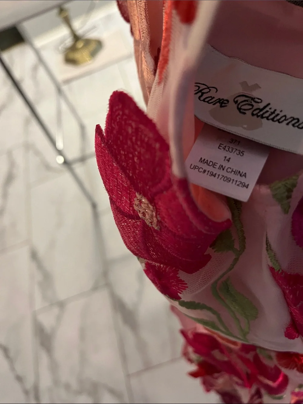 Girls Pink Floral Embroidered Party Dress